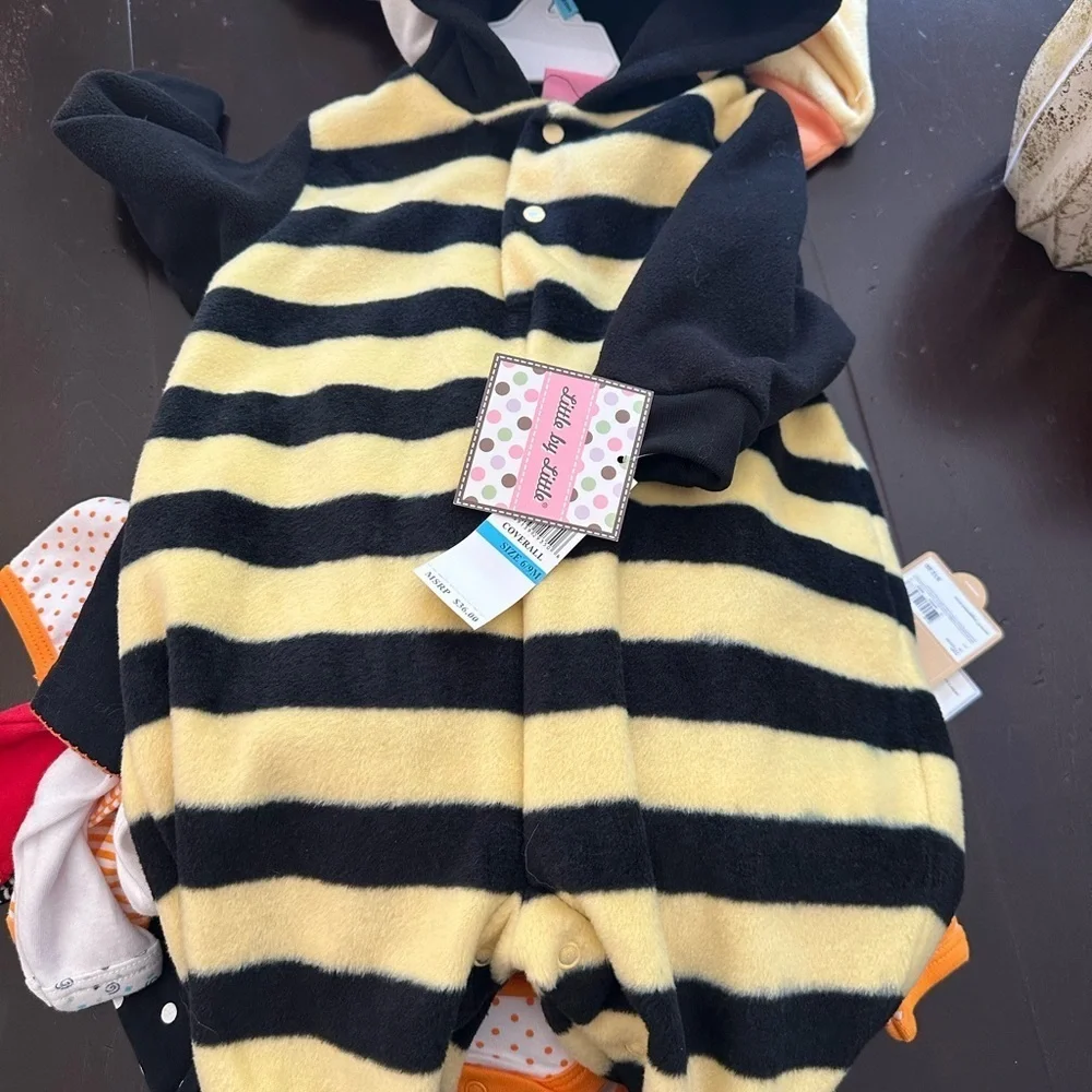 Little by Little Cozy Striped Black and Yellow Kids Footie